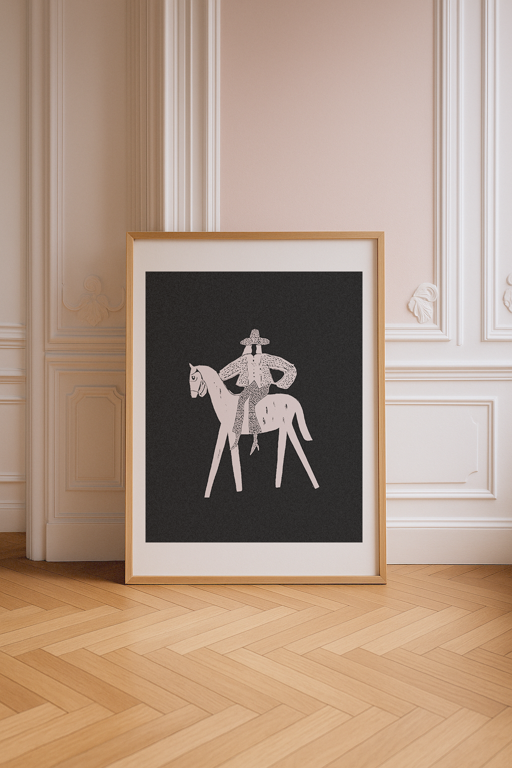Solo Rider Charcoal Mat Framed Print