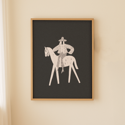 Solo Rider Charcoal Framed Print